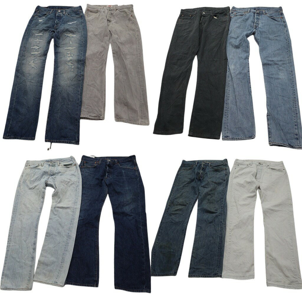 乐天商城 - 古着卸 まとめ売り リーバイス 501 デニムパンツ 8枚セット ( メンズ 32 ) ストレート ボタンフライ ブラック 中古 古着 NF1476