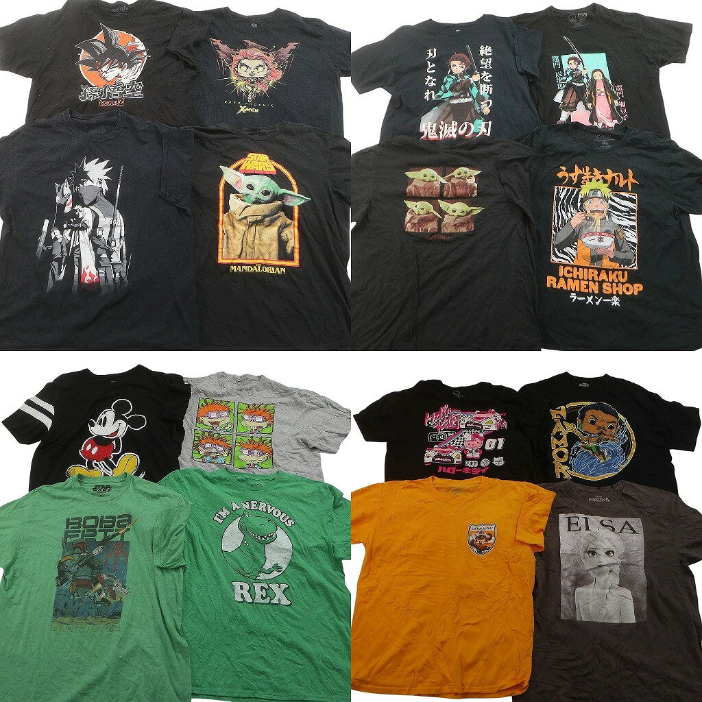 乐天商城 - 古着卸 まとめ売り キャラクター Tシャツ 16枚セット ( メンズ XL ) ミッキー ディズニー ハローキティ スターウォーズ 中古 古着 NF2391