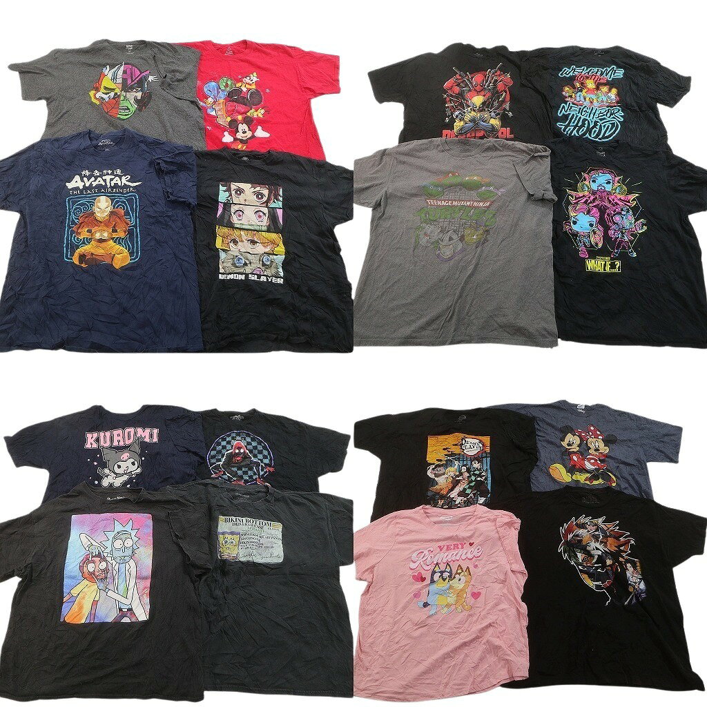 乐天商城 - 古着卸 まとめ売り キャラクター Tシャツ 16枚セット ( メンズ 2XL ) ミッキー ディズニー ナルト スパイダーマン 中古 古着 NF2399