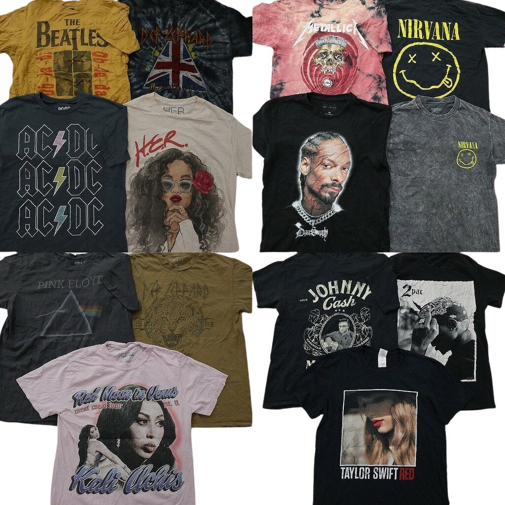 樂天商城 - 古着卸 まとめ売り 音楽・バンド Tシャツ 14枚セット ( メンズ S ) 2PAC 人物 ピンクフロイド ニルヴァーナ AC/DC 中古 古着 NF2625