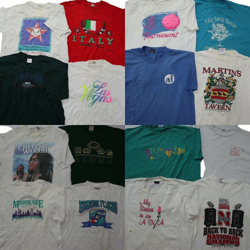 乐天商城 - 古着卸 まとめ売り ヴィンテージ シングルステッチ Tシャツ 16枚セット ( メンズ XL ) ジャージーズ 英文字 ワンポイント 中古 古着 NF2629