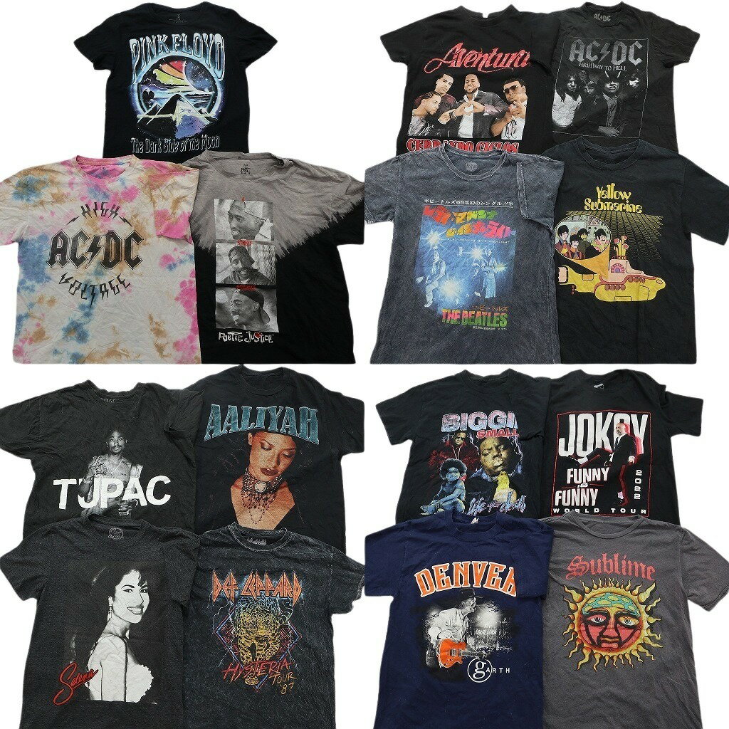 乐天商城 - 古着卸 まとめ売り 音楽・バンド Tシャツ 15枚セット ( メンズ S/M ) ピンクフロイド BIGGIE 2PAC AC/DC デフレパード 中古 古着 NF3255