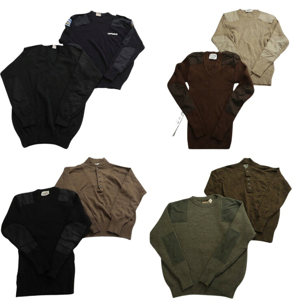 乐天商城 - 古着卸 まとめ売り ミリタリー セーター ニット 8枚セット ( メンズ L/XL ) 企業系 ヘンリーネック ブラック ネイビー 中古 古着 NF3337