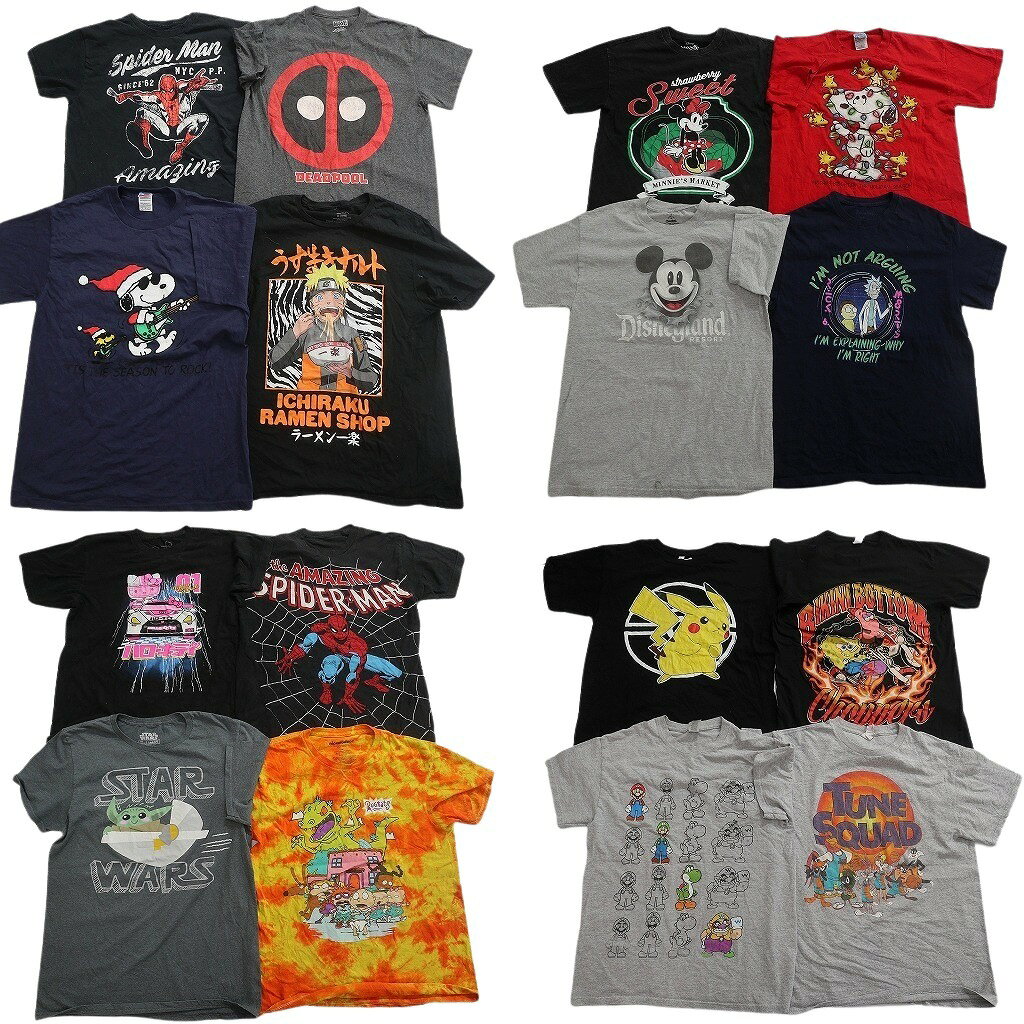 古着卸 まとめ売り キャラクター Tシャツ 16枚セット ( メンズ M ) スポンジボブ スパイダ ...