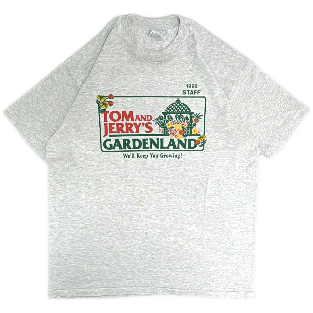 90年代 USA製 Tom & Jerry’s Gardenland スタッフTシャツ グレー(メンズ XL)中古 古着 Y6516