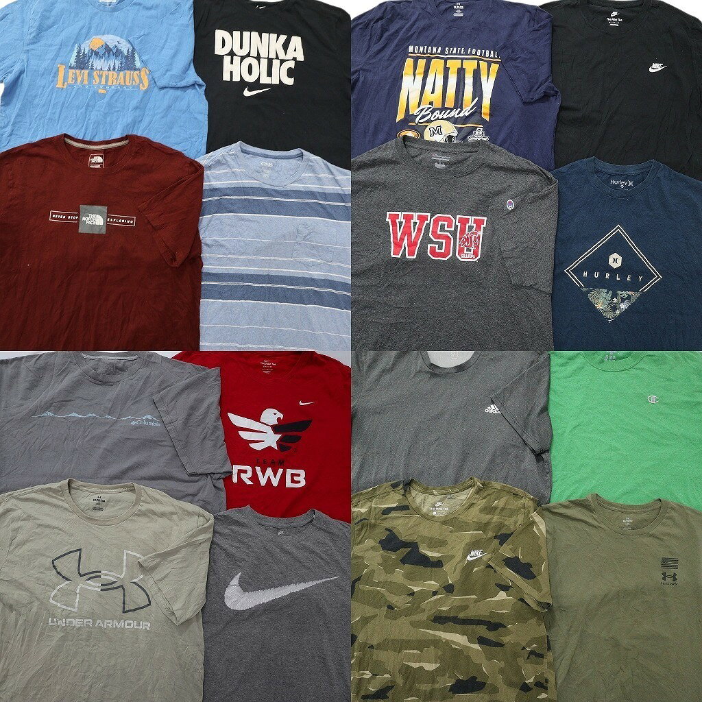 DESCRIPTION 商品名古着卸 まとめ売り ブランドMIX Tシャツ 16枚セット ( メンズ XL ) ノースフェイス リーバイス チャンピオン ナイキ 中古 古着 NG2436 性別メンズ※記載のない性別の商品が含まれてる場合がございます。 サイズ/枚数XL-16枚※サイズ表記のないものを、こちらの主観で振り分ける場合もあります。 合計枚数16枚セット その他 状態全て検品済み、経年の着用感、多少の汚れ、ダメージが含まれます。ジャンクや酷いダメージは取り除いております。 ※あくまで人の手での選別という点ご理解頂き、見落としレベルはご了承下さい。 商品管理番号NG2436 ABOUT ITEM商品撮影時の照明やお使いのモニター・ブラウザ等ご覧いただく環境により実物と商品画像の色が多少異なる場合がございます。全てアメリカからの輸入品ですがブランドやアイテムによりそれぞれサイズ感が異なります。生地の伸縮や厚み等、測定に多少の誤差が生じる場合がございますが、表記サイズと合わせまして実寸値を記載させていただいておりますので必ずご確認ください。新品や未使用品と記載があるもの以外は全て中古品ですので、程度は異なりますが使用感がございます。状態は慎重に確認し商品説明や画像により記載しておりますが、全てを記載することは中古品の特性上困難です。ご不明な点やご質問がございましたらお気軽にお問い合わせください。