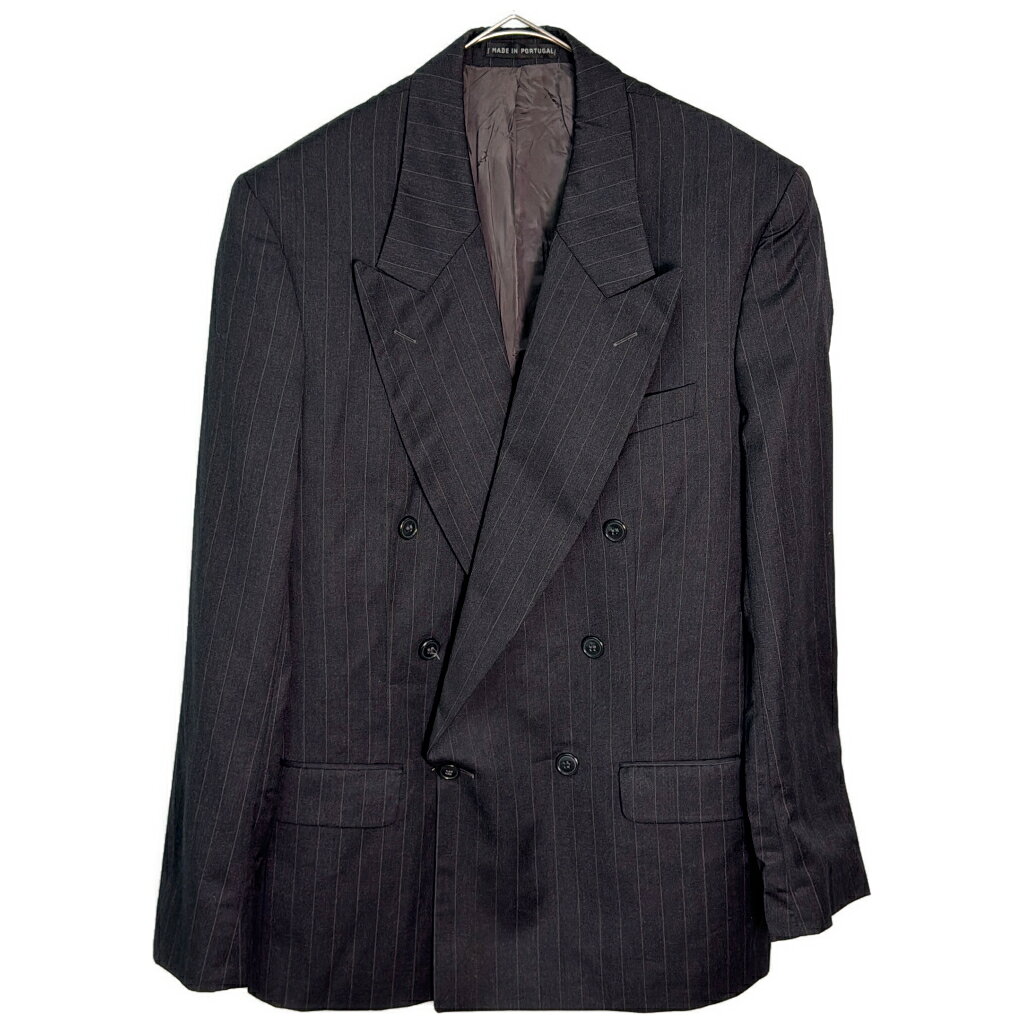 ポルトガル製 YVES SAINT LAURENT / イヴ サンローラン テーラードジャケット ストライプ グレー (メンズ L相当) 中古 古着 Z0127