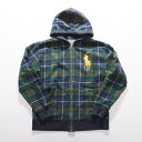 【中古】90s キッズ Polo by Ralph Lauren スウェット フルジップ パーカー チェック ラルフローレン l7157