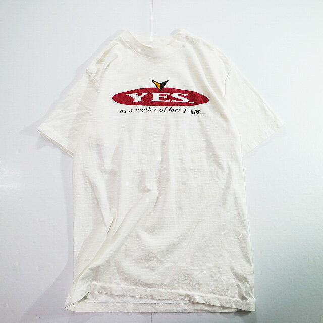 90s USA製 SOFTee "YES." ロゴ Tシャツ(L) k9593