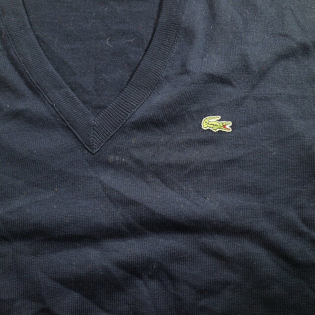 【中古】 70s フランス製 LACOSTE ラコステ ウール ニット Vネック セーター(4) k7659