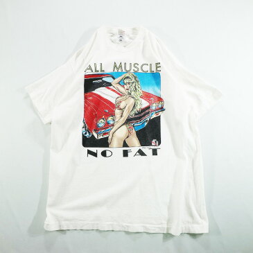 【中古】 90s USA製 FRUIT OF THE LOOM フルーツオブザルーム ALL MUSCLE NO FAT Tシャツ (XL) l0553