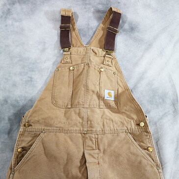 【中古】 90s USA製 Carhartt カーハート ダック地 裏キルティング ワーク オーバーオール(36×34) k1565