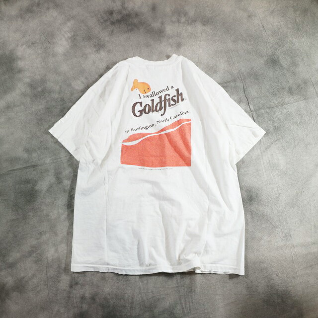 【中古】 90s USA製 Hanes ヘインズ Tシャツ Gold Fish ゴールドフィッシュ(X-LARGE) k2645