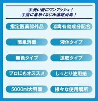 手洗い後にワンプッシュ!手指に素早くなじみ速乾消毒!