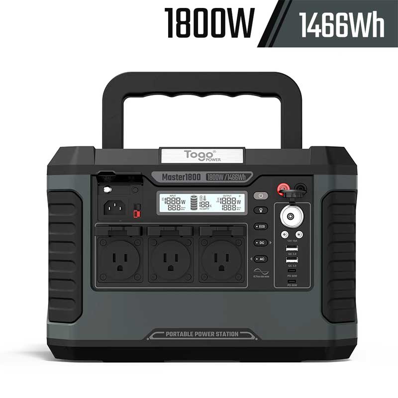 Togo Power Master TPS1800 1800W 瞬間最大3600W UPS ポータブル電源 電源 ソーラーパネル 防災推奨 防災 アウトドア キャンプ 災害 停電 スマートフォン 大容量 AC DC USB-A USB-C PD 60W LED パススルー 軽量 コンパクト 長寿命 コンピューケースジャパン hecmarket-10000030 HEC MARKET 楽天市場店 サンプル画像2
