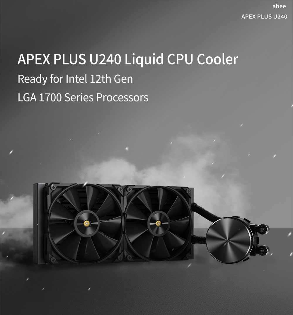 水冷クーラー 240mm abee APEX PLUS U240 簡易水冷 CPUクーラー オールインワン AIO 高耐久 2ボールベアリングファン 静音 静圧 Intel LGA1700 AMD AM5 対応 自作PC 冷却パーツ アビー パソコン周辺機器