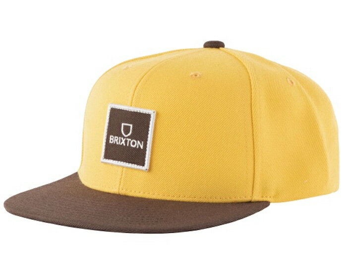 Brixton Alpha Square MP Snapback Hat Cap Bright Gold/Desert Palm Lbv 