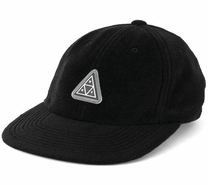 HUF Triple Triangle Fleece 6 Panel Hat Cap Black Lbv 