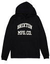 Brixton Varsity Broken In Pullover Hoodie Black Worn Wash M パーカー 送料無料