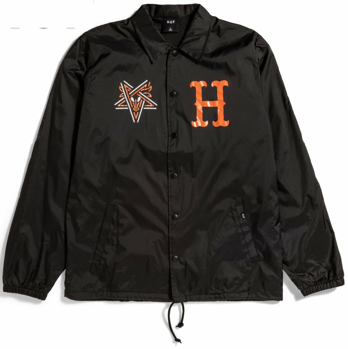 スラッシャー コーチジャケット メンズ HUF Thrasher Split Coaches Jacket Black S コーチジャケット 送料無料