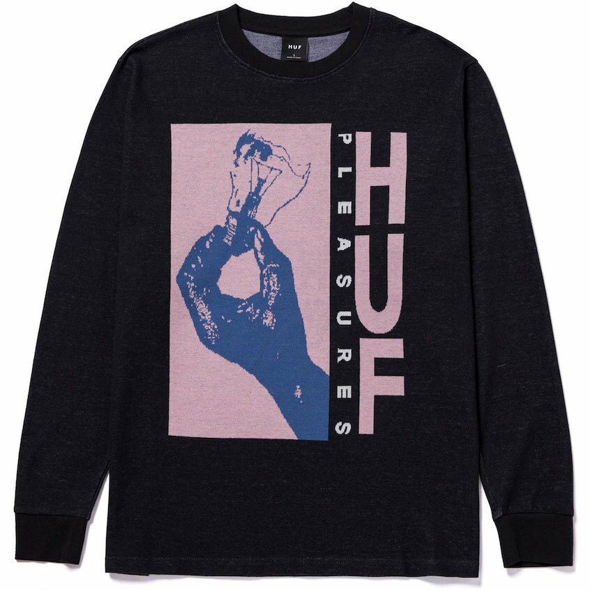 HUF Pleasures Light Up Jacquard L/S Shirt Black L 送料無料