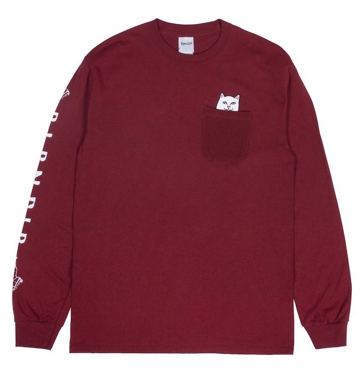Ripndip Lord Nermal L/S T-Shirt Burgundy S 送料無料