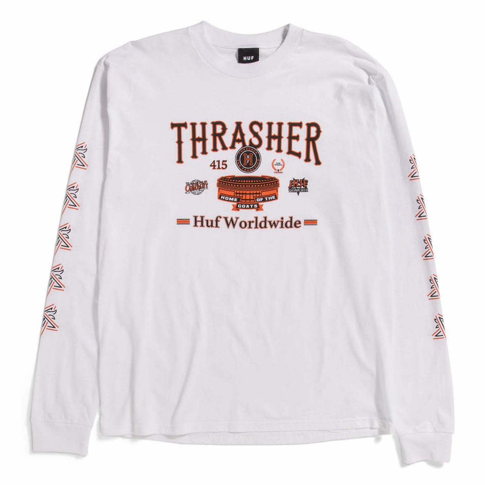 HUF Thrasher Monteray L/S T-Shirt White S Tシャツ 送料無料