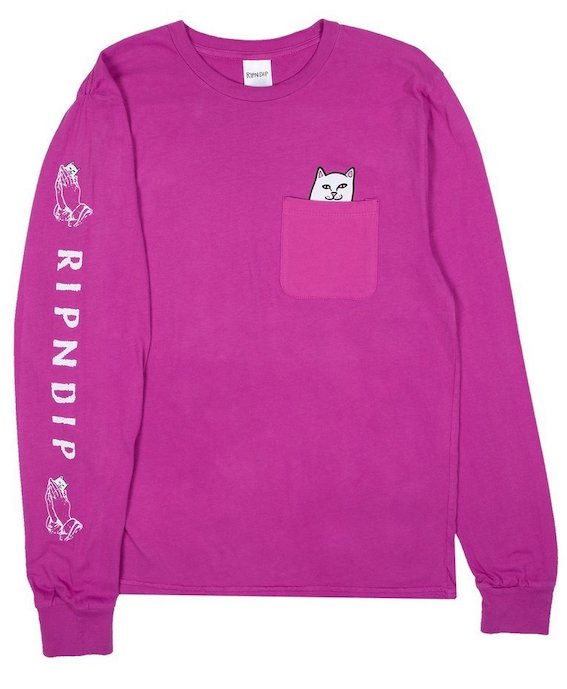 Ripndip Lord Nermal L/S T-Shirt Fuchsia L 送料無料