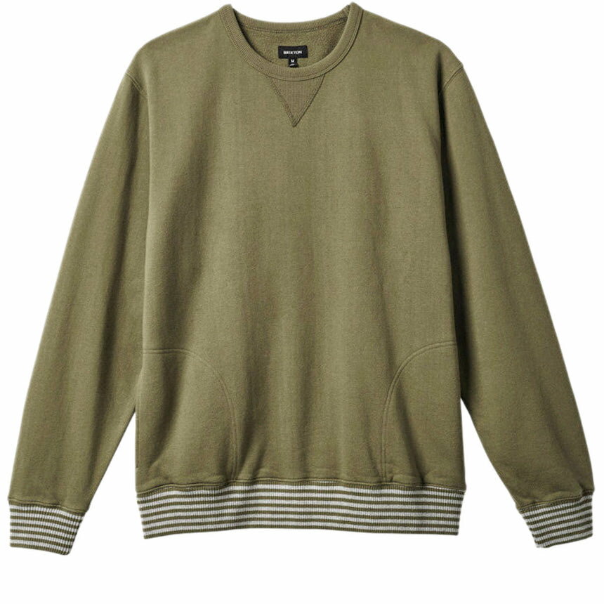 Brixton Collegiate Pocket Crew Sweatshirt Military Olive/Heather Grey Wo M 送料無料