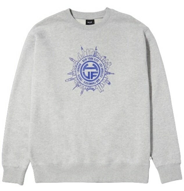 HUF Internationally Known Crewneck Sweatshirt Heather Grey XXL トレーナー 送料無料