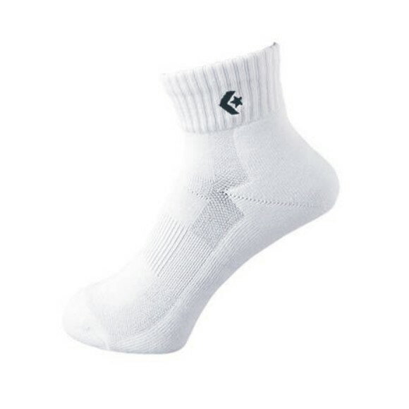 コンバース　ニューアンクルソックス　CB16006　1119　ホワイト×ブラック　ワンポイント　バッソク