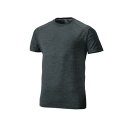 wundou(ウンドウ) フィットネスTシャツ 男女兼用 ユニセックス 杢色 ドライ 吸汗速乾 無地 チャコールグレーミックスブラック Tシャツ