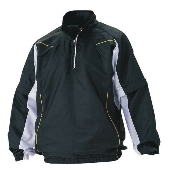 ゼット　ZETT　長袖/半袖切り替え式ハーフジップジャンパー　BOV515-1911　ブラック×ホワイト　野球　..