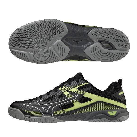 ミズノ 卓球シューズ ウエーブカイザーブルク7 81GA2220 01 ブラック×ホワイト×イエロー
