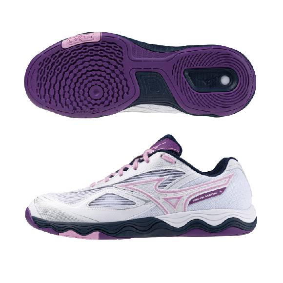ミズノ 卓球シューズ ウエーブメダル7 81GA2315 11 ホワイト×パープル×ピンク 2E相当