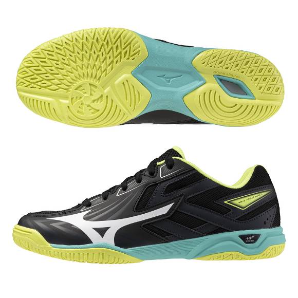 ミズノ ユニセックス 卓球シューズ ウエーブカイザーブルク8 81GA2420 03 ブラック×ホワイト×ライム 3E相当