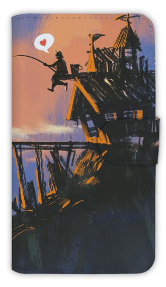 [アングラーズケース] 【手帳型】釣りをする漁師　アクリルアート (商品コード： diary2015103027)