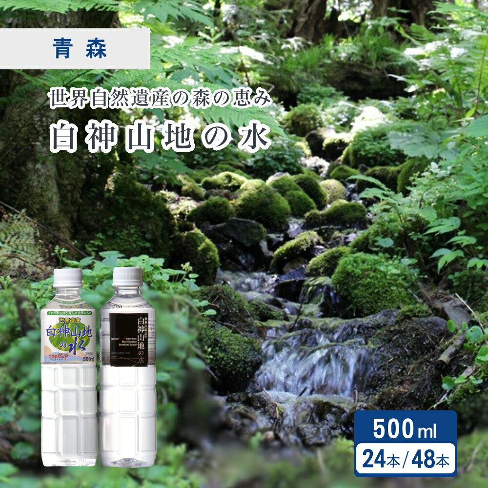 【マラソン限定P2倍】(3)[48本] 世界遺産 白神山地の水 黒ラベル 500ml×24本×2ケース非加熱 超軟水 弱酸性 鉱水 軟水 青森 天然水のサムネイル