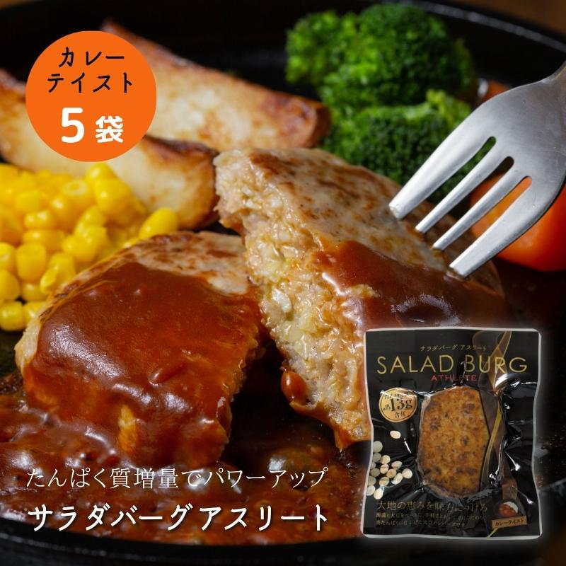 (55)[5袋]蒟蒻と大豆でつくった サラダバーグアスリート(カレーテイスト) 90g×5袋 送料無料常温 グルテンフリー ヴィーガン 健康 高たんぱく質 低カロリー 低脂肪 低糖質 食物繊維 ロカボ 大豆ミート ソイミート フェイクミート 茂木食品工業 残暑見舞いのサムネイル