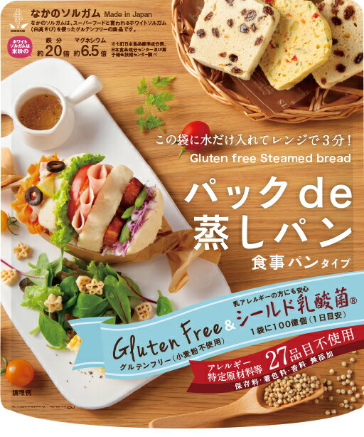 【全品P2倍★マラソン限定】(55)パックde蒸しパン 甘くない食事パンタイプ 80g×10袋　グルテンフリー ヴィーガン ホワイトソルガム 中野産業 送料無料