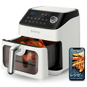 【期間限定・値下げで6999円!!】ノンフライヤー 4.3L大容量 家庭用 レシピ108種 プリセット12種 食洗機OK 卓上 油なし ダイエット ノンオイル 電気フライヤー エアフライヤー 送料無料 ギフト プレゼント最大2年保証 ホワイト 明窓 Ecozy