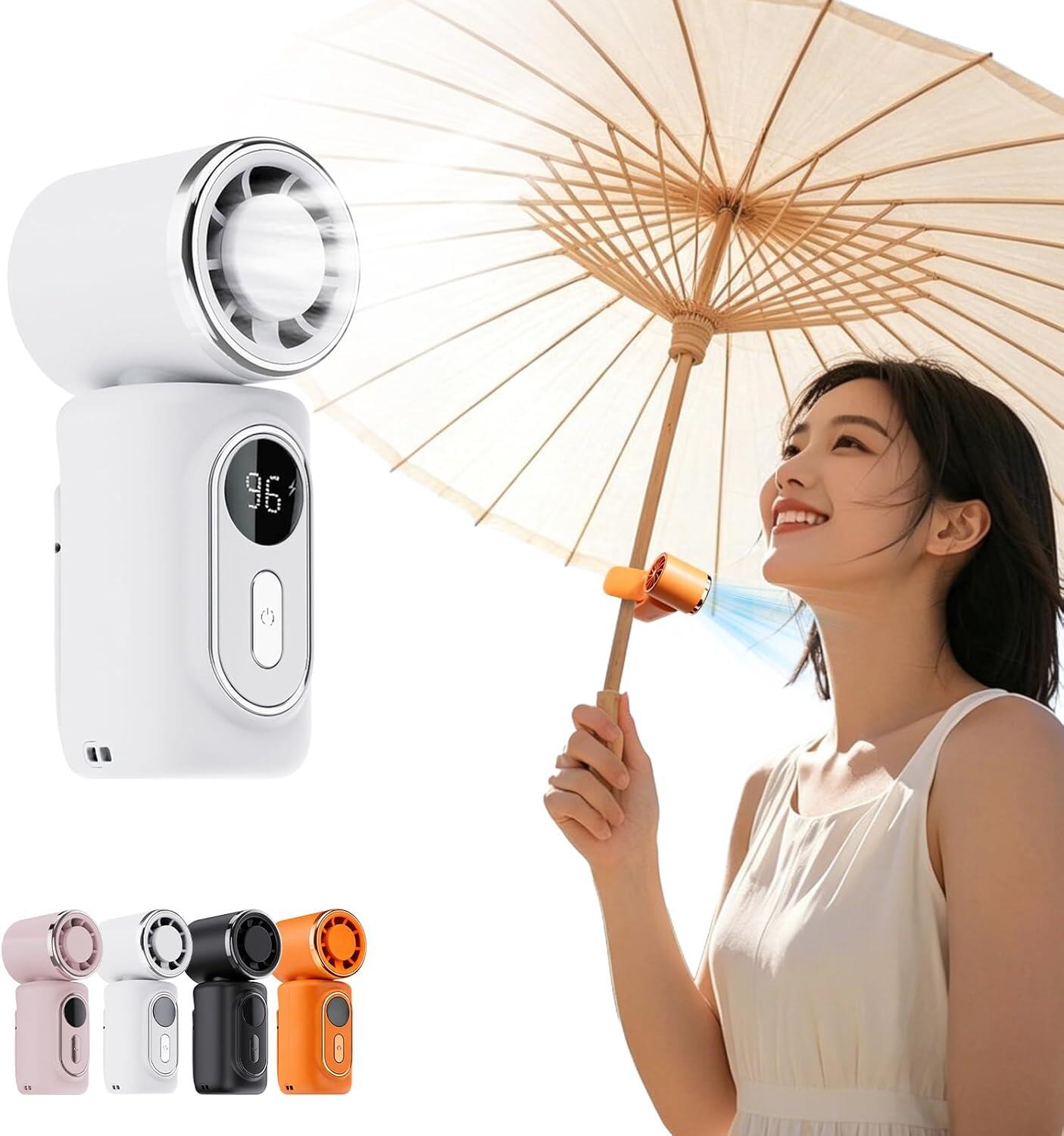 乐天商城 - 【2026新発売！SNSで話題沸騰！】ハンディファン クリップ 扇風機 日傘に簡単装着 超小型 携帯扇風機 5WAY（手持ち・卓上・傘・バッグ・帽子） 5段階風量 手持ち扇風機 ミニ扇風機 腰掛け扇風機 卓上扇風機 静音 軽量130g 小型 角度調整 通勤 通学 アウトドア 暑さ対策グッズ
