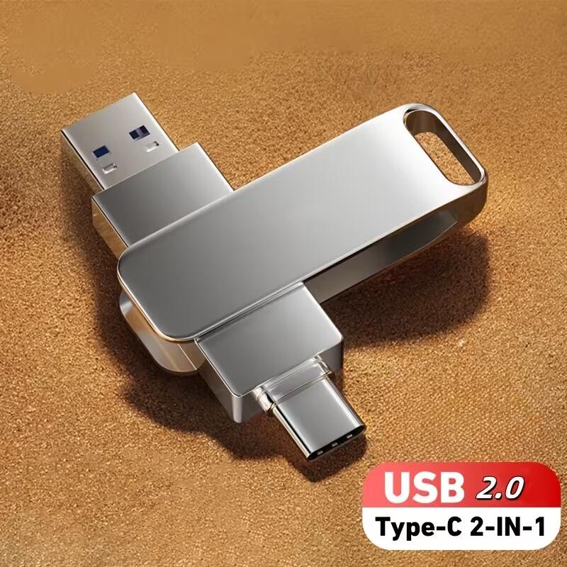USBメモリ 2TB 大容量 2in1 高速＆Type-C コンパクト 外付けメモリー 360度回転 フラッシュメモリ スマホ使用可 PC対応可ipad/Android/PC 合金筐体 耐衝撃 防水 防塵仕様 データのバックアップ