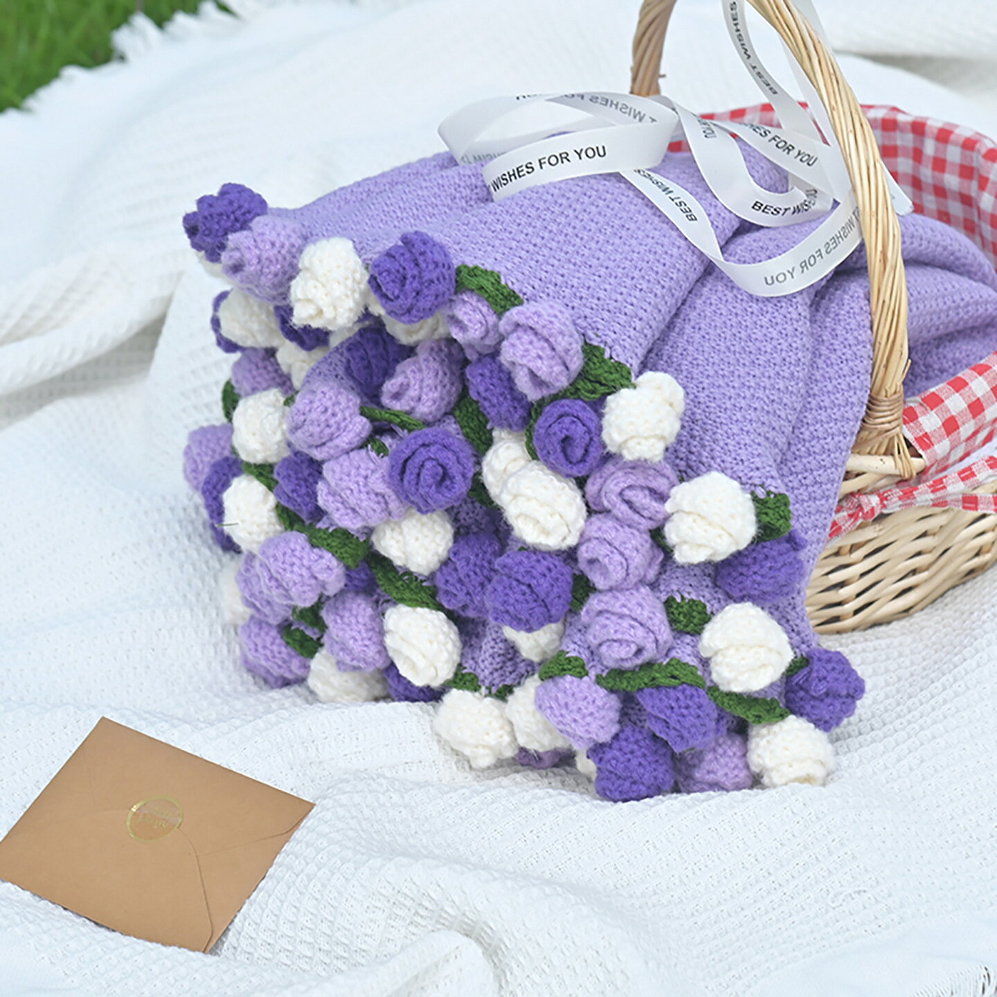 乐天商城 - 【ポイント10倍&最大2,000円OFFクーポン!】花束 ブランケット 完成品 ブーケブランケット かぎ針編み・ニット製・手編みフラワーデザイン 洗える フラワーブランケット 花束ブランケット 誕生日 母の日ギフト インスタ映え クリスマスプレゼント 【レビュー特典！】