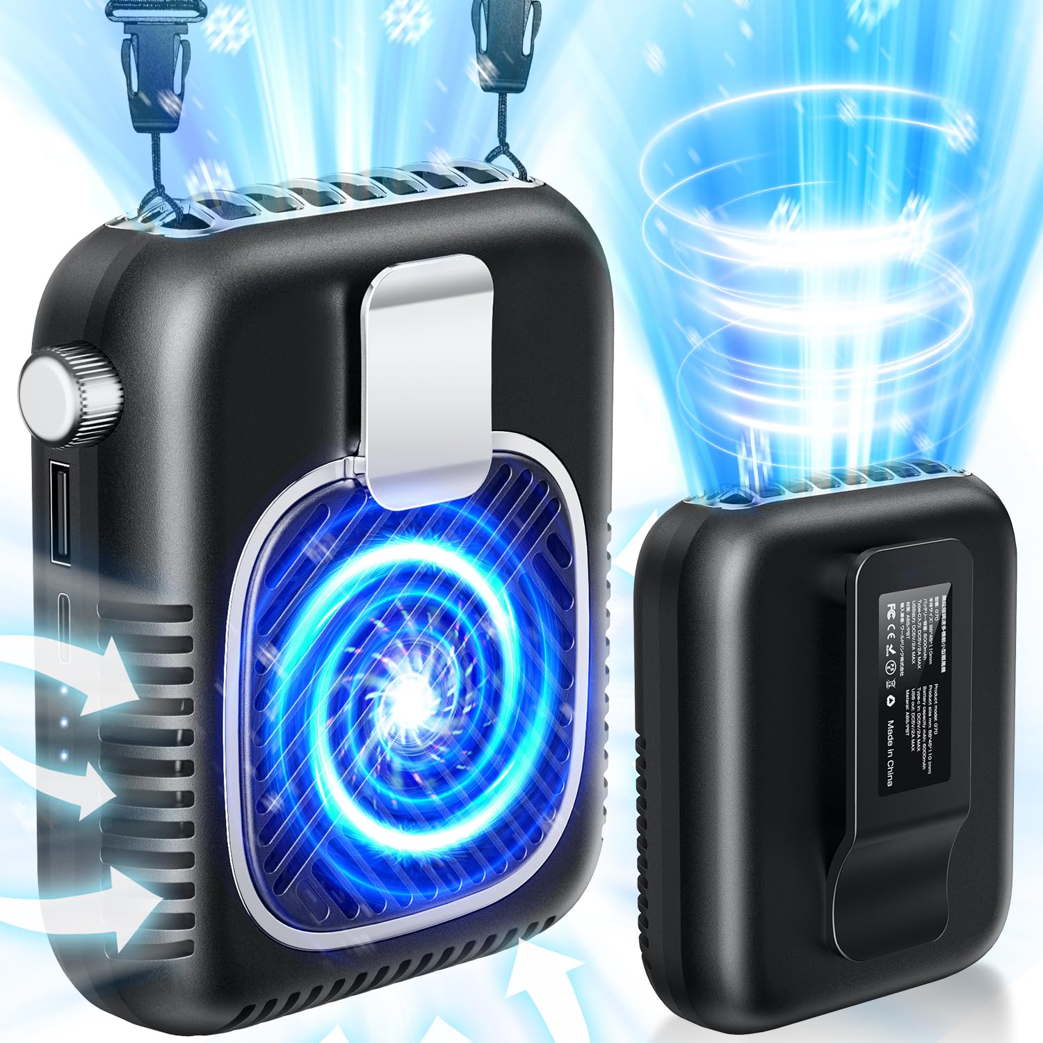 腰掛け扇風機 【2025新 発売・1台5役】 ベルトファン 強力 大風量 20dB極静音 無段階風量調整 軽量 急速充電 48H長時間稼働 腰掛け 小型 扇風機 首掛け ベルト ファン ぶら下げ 携帯 卓上 ハンディ 腰 腰掛けファン 背中 ハンズフリー コンパクト 持ち運び 暑さ対策グッズ