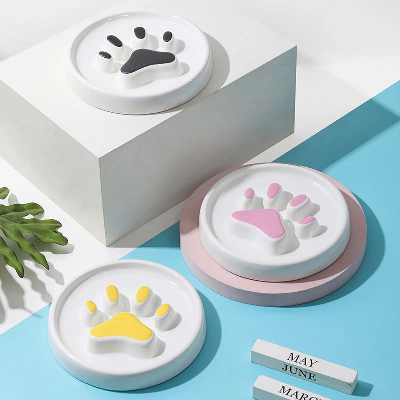 Tableware - 早食い防止 食器 犬 猫 小型犬用 陶器製 熱湯消毒対応 食べ過ぎ防止 吐き戻し軽減 ダイエット対策 スローフィーダー フードボウル ペット用 餌皿 丈夫で清潔感あるセラミック製 可愛いデザイン 食いつき向上