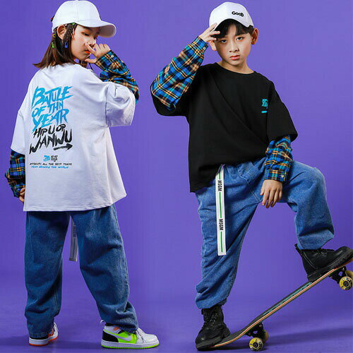 送料無料 キッズ ダンス衣装 ヒップホップ デニム 男の子 女の子 ガールズ デニムシャツ デニムパンツ ..
