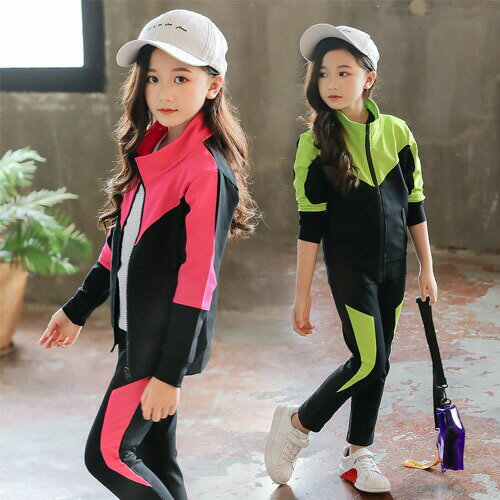 ジャージ キッズ 女の子 上下 長袖 春秋 秋着 ジュニア 2点セット 子供服 セットアップ パーカ 長ズボン スポーツウェア 運動着 可愛い ジャケット ウェ...