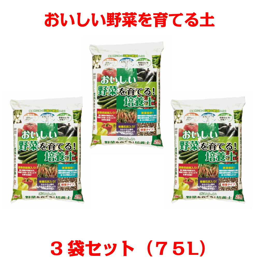 【送料無料】おいしい！野菜を育てる培養土　25L×3袋セット[g27]【クーポン配布店舗】【ポイント10倍　1月末日まで】