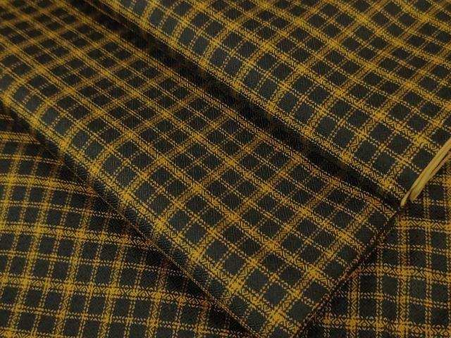 平和屋本店■極上　本場黄八丈　黒八丈　まるまなこ　紬　格子　黒地　逸品　DZAA4886kh5
